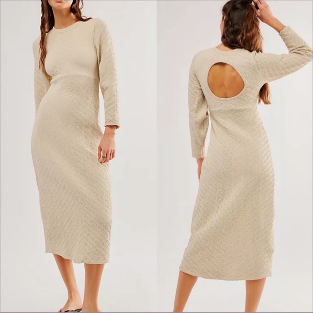 Free People Gabby Seamless Sweater Midi Dress In Wet Plaster. NWT! Sz XS/S